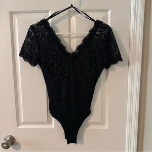 Papaya Black Lace V-Neck Bodysuit